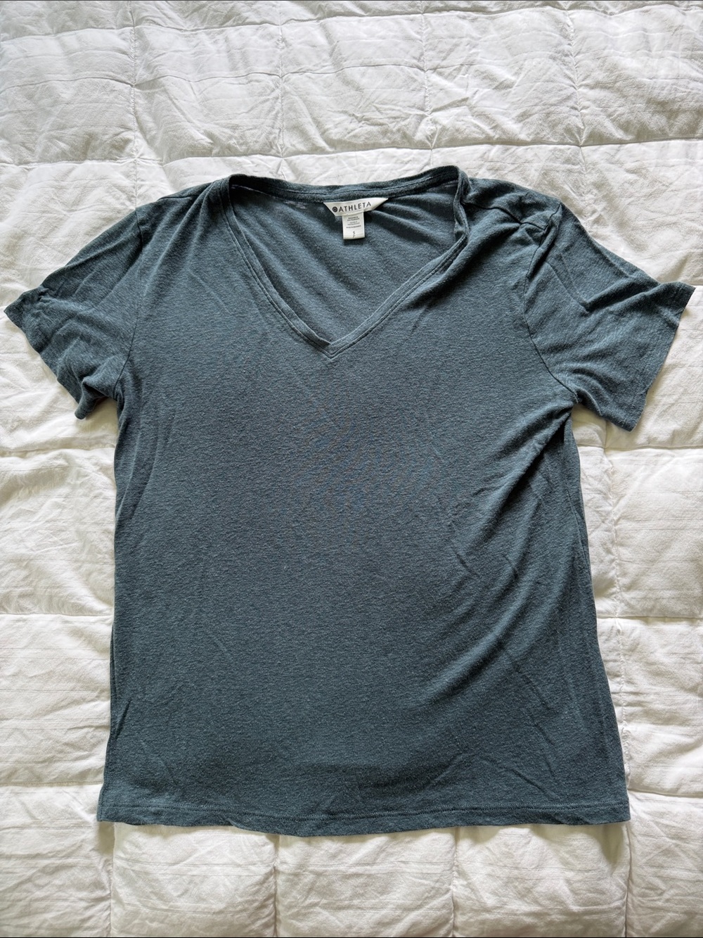 Athleta V-Neck Tee in Slate Blue-Green